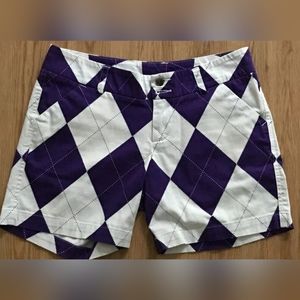 Loudmouth Women's Purple & White Argyle/Diamond Print Short - Size 4.